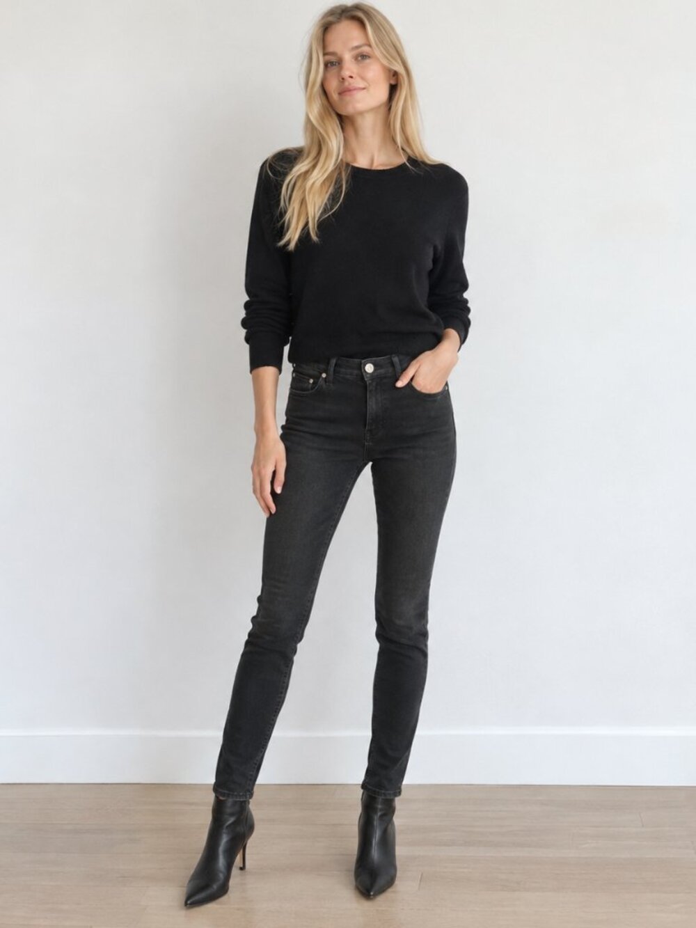 Acne Studios Skin 5 Lacey Black Skinny Jeans Size 24/32 Stretch Denim